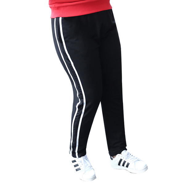 Costum casual de dama negru cu margini albe pe laterale