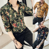 Cămașă modernă pentru bărbați cu motive florale în diferite modele și culori