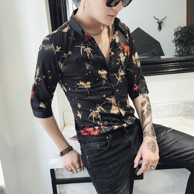 Cămașă modernă pentru bărbați cu motive florale în diferite modele și culori