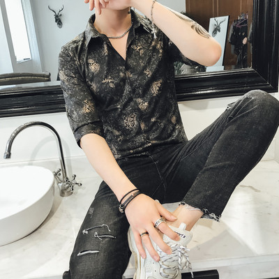 Cămașă modernă pentru bărbați cu motive florale în diferite modele și culori