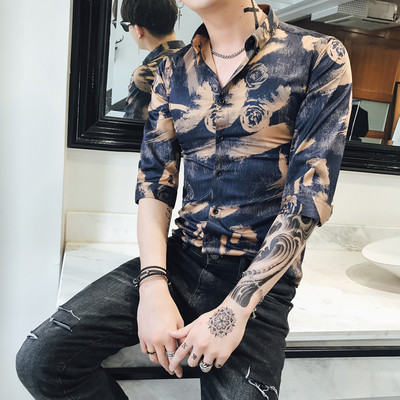 Cămașă modernă pentru bărbați cu motive florale în diferite modele și culori