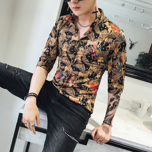 Cămașă modernă pentru bărbați cu motive florale în diferite modele și culori