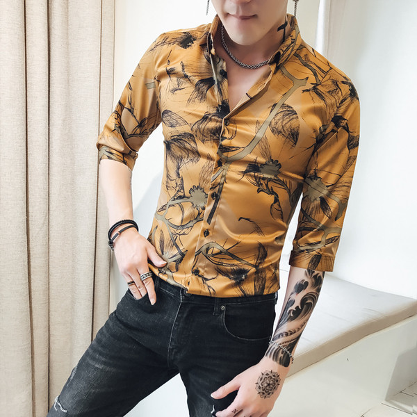 Cămașă modernă pentru bărbați cu motive florale în diferite modele și culori