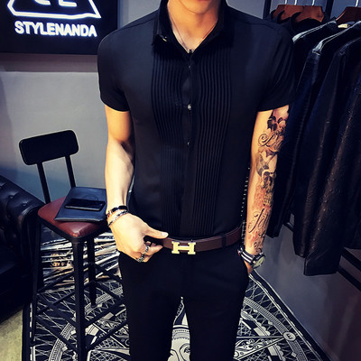 Άνετο ανδρικό πουκάμισο με κοντό μανίκι σε τρία χρώματα