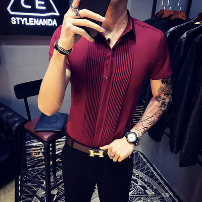 Άνετο ανδρικό πουκάμισο με κοντό μανίκι σε τρία χρώματα