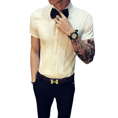 Άνετο ανδρικό πουκάμισο με κοντό μανίκι σε τρία χρώματα