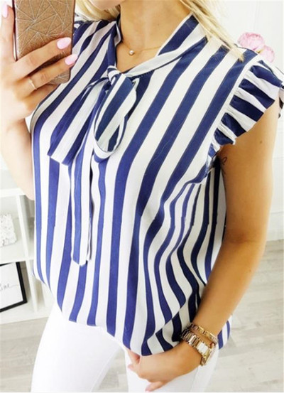 NOUA cămașă elegantă de damă cu mâneci scurte în dungi în roz și albastru