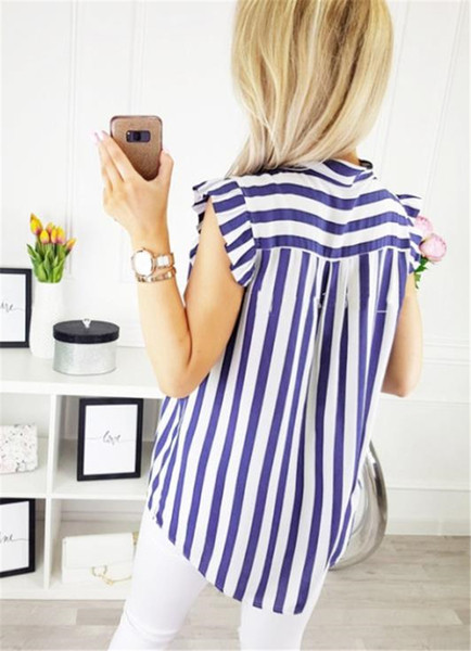 NOUA cămașă elegantă de damă cu mâneci scurte în dungi în roz și albastru