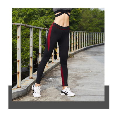 Jambiere sport elastice de dama in negru cu elemente colorate