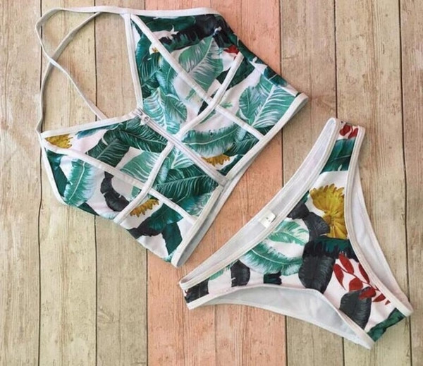 NOU costum de baie de damă cu imprimeu floral în două părți