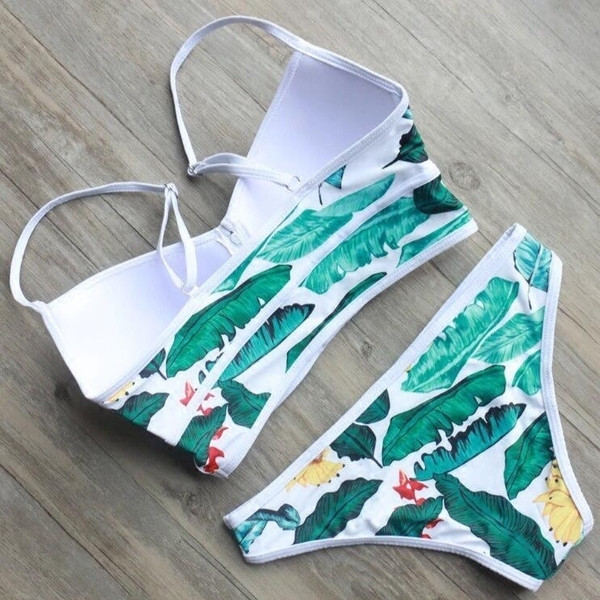 NOU costum de baie de damă cu imprimeu floral în două părți