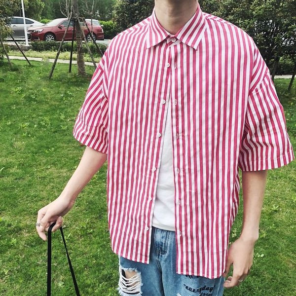 Cămașă lată bărbătească în dungi în două culori