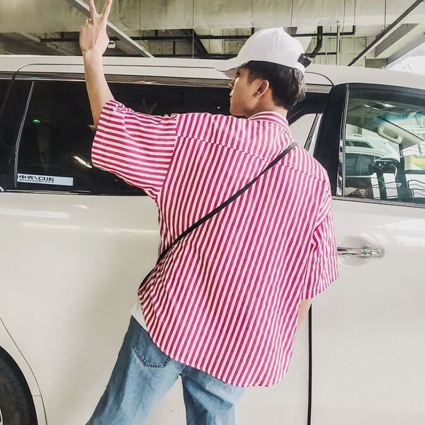 Cămașă lată bărbătească în dungi în două culori