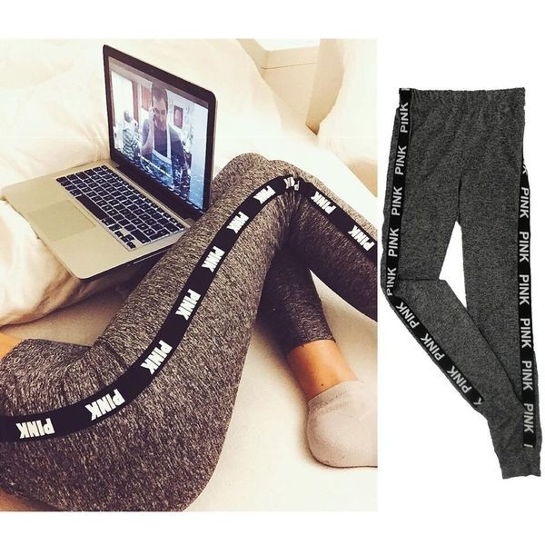 Jambiere sport de damă cu talie înaltă și inscripție