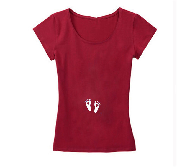 Tricou din bumbac cu maneca scurta pentru gravide cu aplicatie