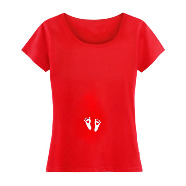 Tricou din bumbac cu maneca scurta pentru gravide cu aplicatie