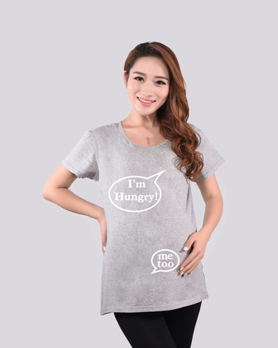 Tricou din bumbac cu maneci scurte pentru gravide cu o inscriptie amuzanta