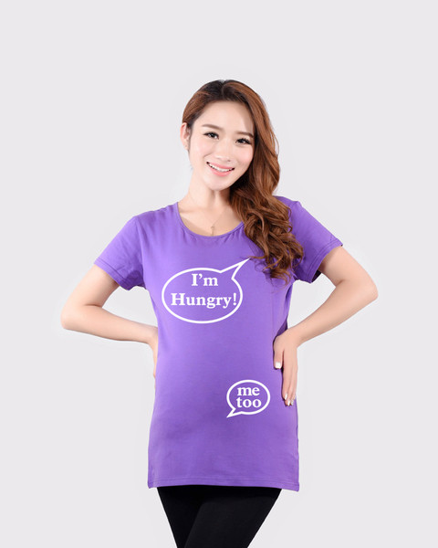 Tricou din bumbac cu maneci scurte pentru gravide cu o inscriptie amuzanta