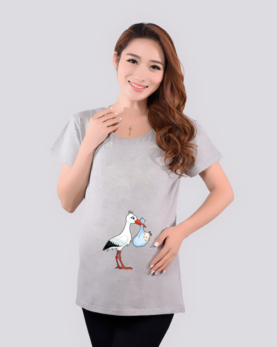 Tricou cu maneca scurta pentru gravide cu aplicatie-trei culori