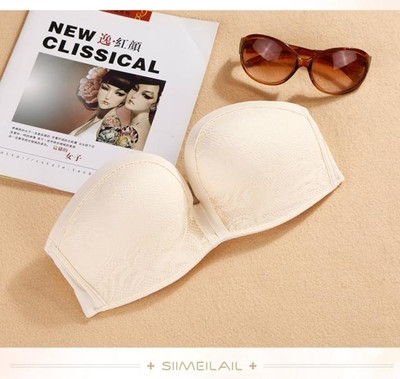 Sutien de dama fara bretele in doua culori cu dantela