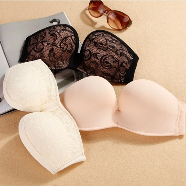 Sutien de dama fara bretele in doua culori cu dantela