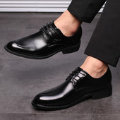 Pantofi formali pentru bărbați ascuțiți în negru