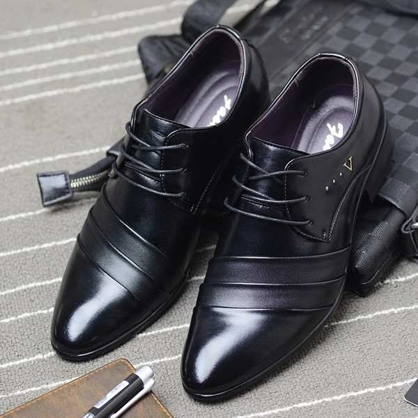 Pantofi barbatesti eleganti de culoare neagra - model ascutit