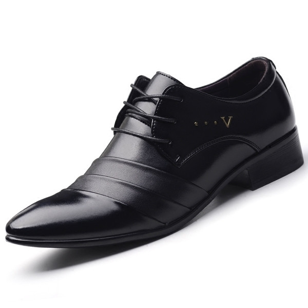 Pantofi barbatesti eleganti de culoare neagra - model ascutit