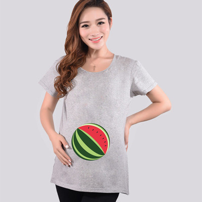 Tricou din bumbac cu aplicație și mâneci scurte pentru gravide în cinci culori