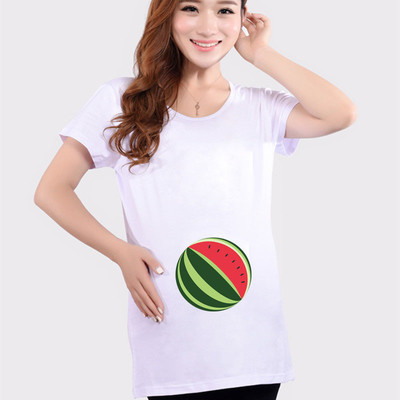 Tricou din bumbac cu aplicație și mâneci scurte pentru gravide în cinci culori