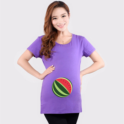 Tricou din bumbac cu aplicație și mâneci scurte pentru gravide în cinci culori