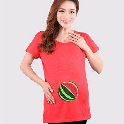 Tricou din bumbac cu aplicație și mâneci scurte pentru gravide în cinci culori