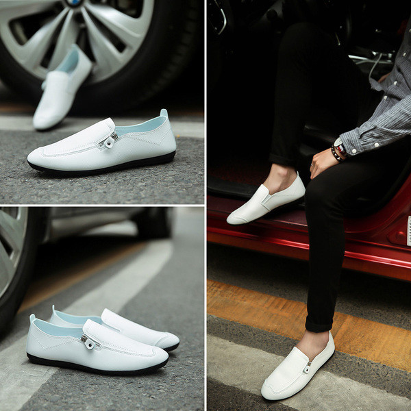 Pantofi plat pentru barbati cu fermoar in trei culori