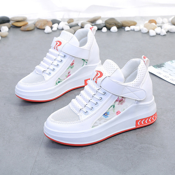 Adidasi moderni de dama cu platforma ascunsa si autocolante in mai multe culori