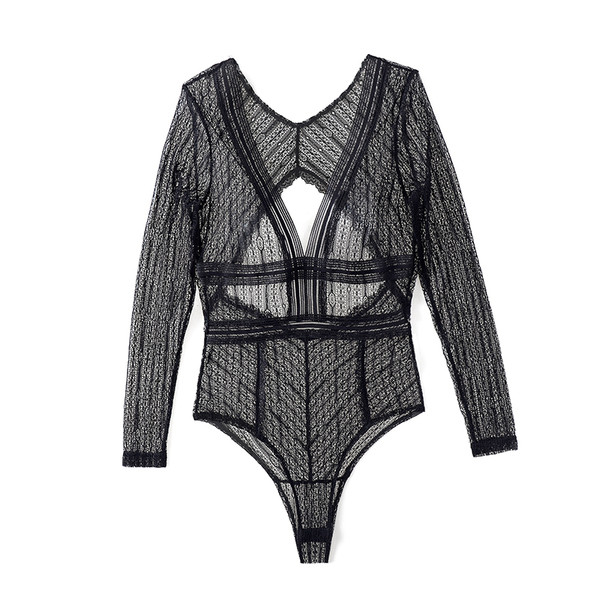 Women`s lace bodysuit in black and white