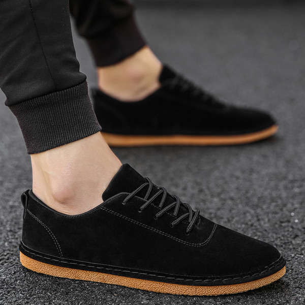 Pantofi de piele intoarsa pentru barbati in negru si gri