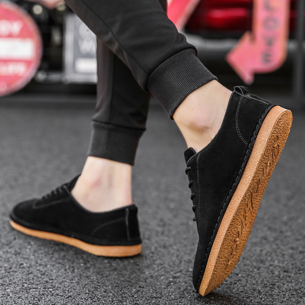 Pantofi de piele intoarsa pentru barbati in negru si gri