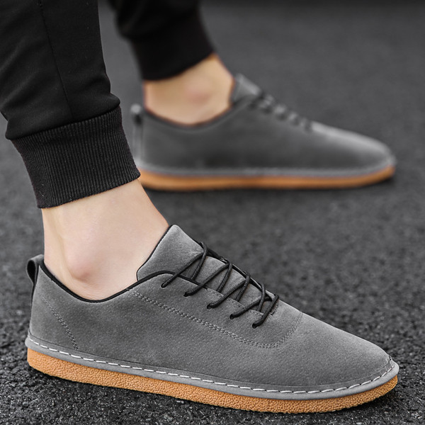 Pantofi de piele intoarsa pentru barbati in negru si gri