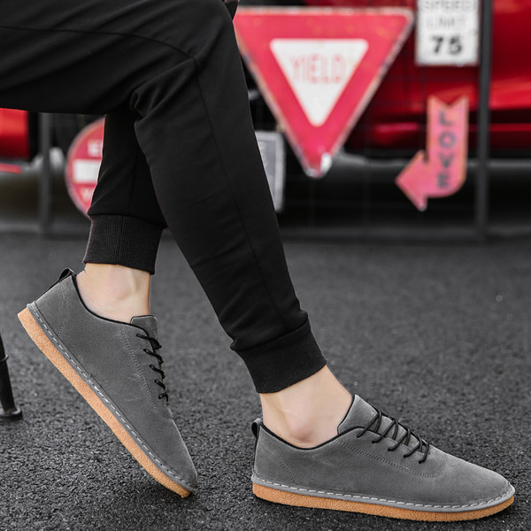 Pantofi de piele intoarsa pentru barbati in negru si gri