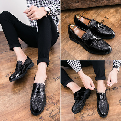 Официални мъжки обувки в черен цвят с брокат в няколко модела
