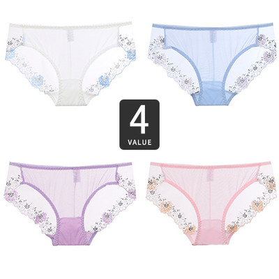 Set 4 bikini dama din dantela cu decor floral