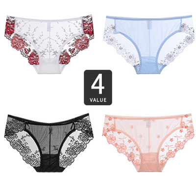 Set 4 bikini dama din dantela cu decor floral