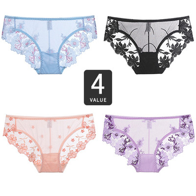 Set 4 bikini dama din dantela cu decor floral