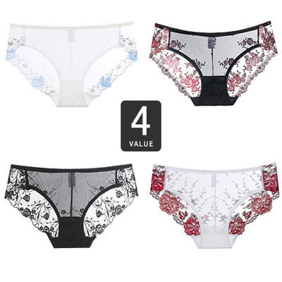 Set 4 bikini dama din dantela cu decor floral