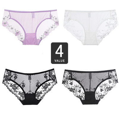 Set 4 bikini dama din dantela cu decor floral