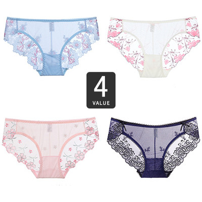 Set 4 bikini dama din dantela cu decor floral