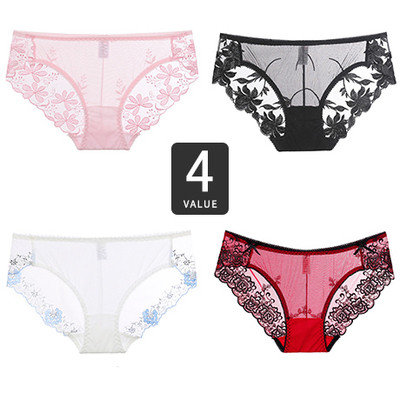 Set 4 bikini dama din dantela cu decor floral