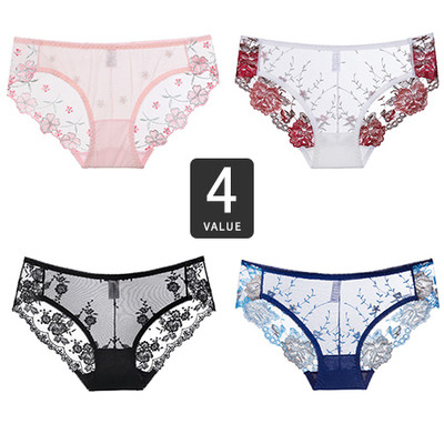 Set 4 bikini dama din dantela cu decor floral