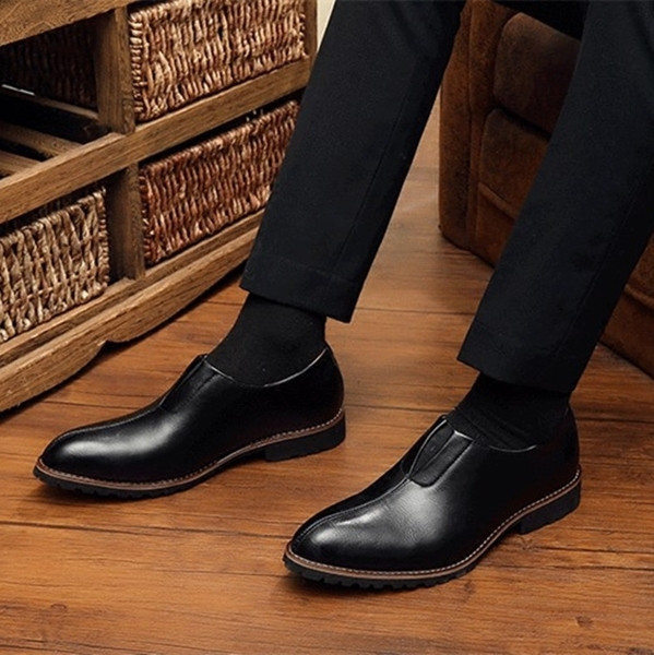 Pantofi barbatesti eleganti fara sireturi in negru si maro