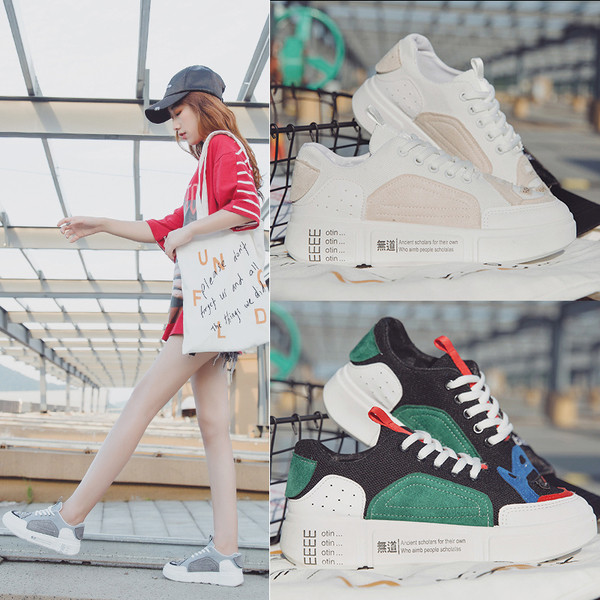 Tenisi de primăvară fresh cu motiv de piele intoarsa in trei culori